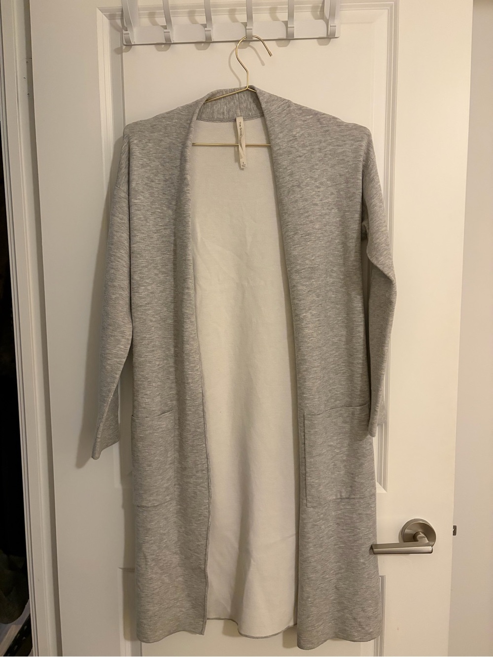 Babaton Light Gray Open-Front Long Cardigan
